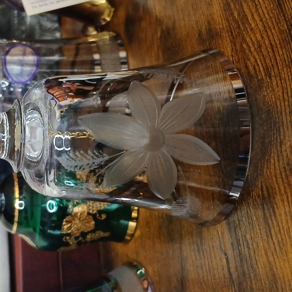Vintage Bohemia clan crystal fine silver etched floral bell - Picture 3 of 10